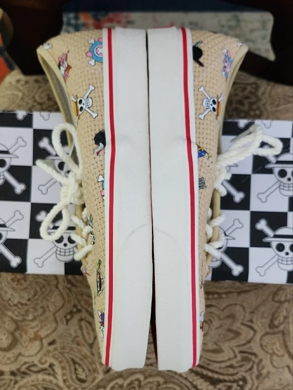 🏴‍☠️ NIB Vans x One Piece Authentic 'Straw Hat' Sneakers Size Men 5.5 / Women 7